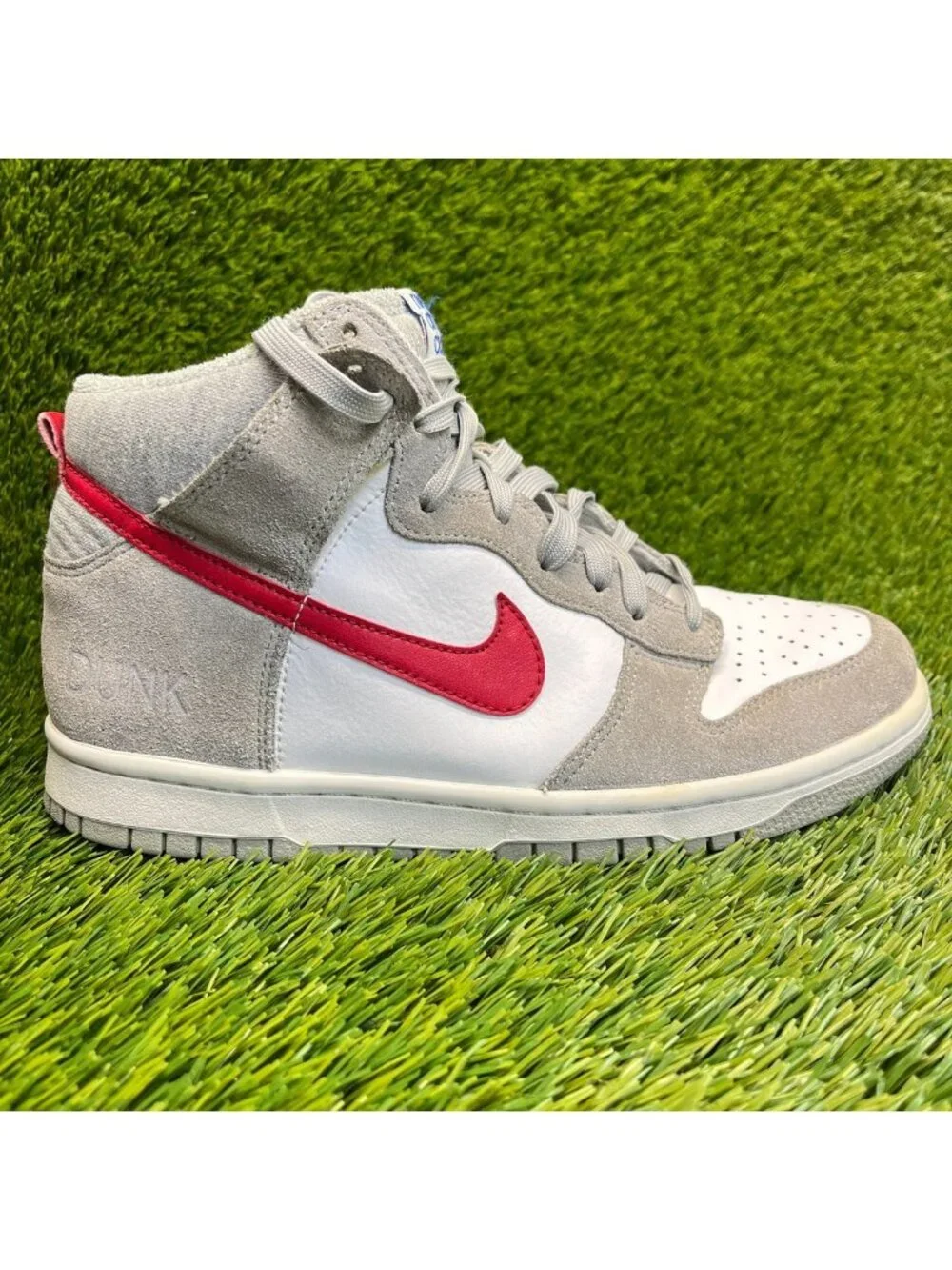 Nike Dunk High Athletic Club Boys Size 6Y Gray White Red Athletic Shoes Sneakers
